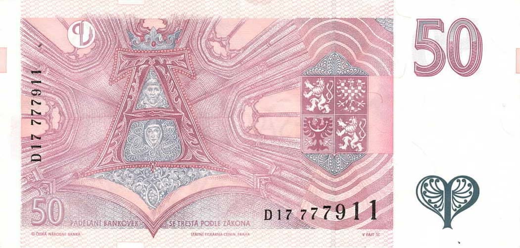 Back of Czech Republic p17b: 50 Korun from 1997