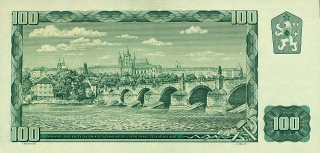 Back of Czech Republic p1g: 100 Korun from 1993