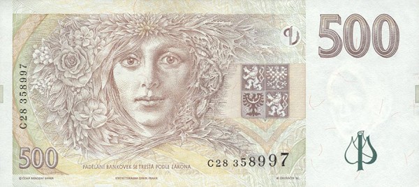 Back of Czech Republic p20a: 500 Korun from 1997