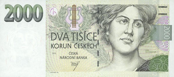 Front of Czech Republic p22: 2000 Koruna from 1999