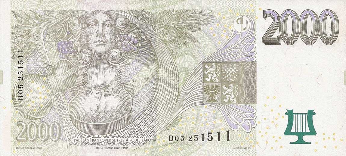 Back of Czech Republic p26a: 2000 Korun from 2007