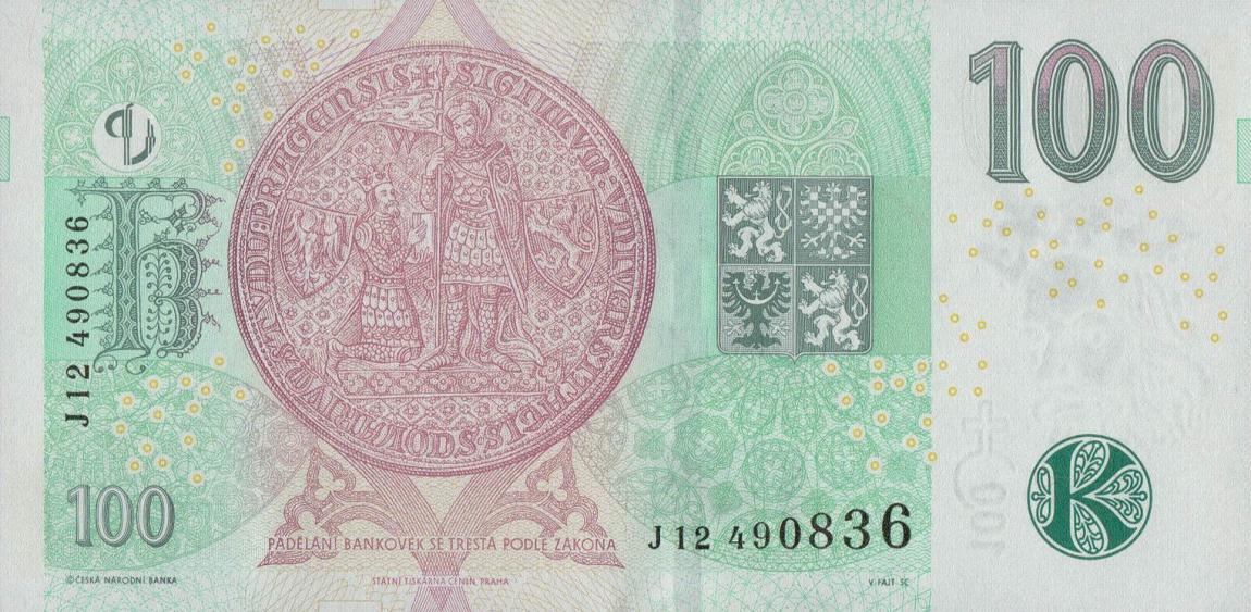 Back of Czech Republic p28: 100 Korun from 2018