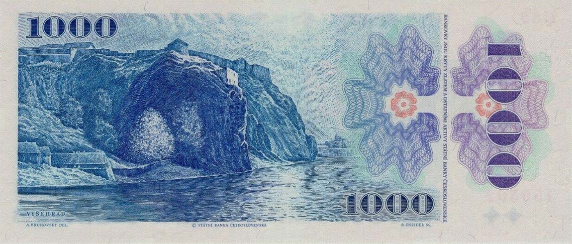 Back of Czech Republic p3b: 1000 Korun from 1993