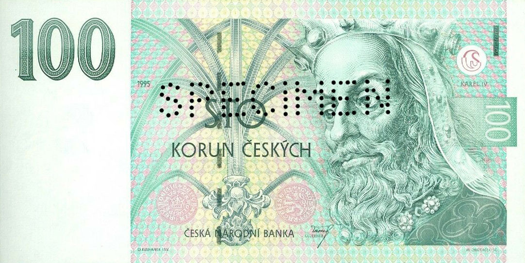 Front of Czech Republic p12s: 100 Korun from 1995