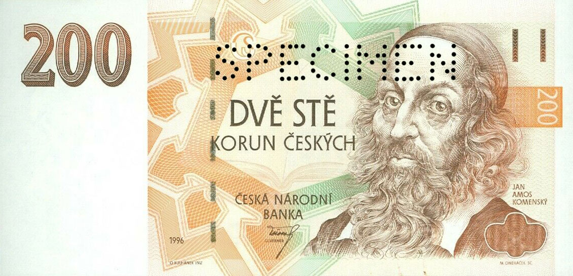 Front of Czech Republic p13s: 200 Korun from 1996