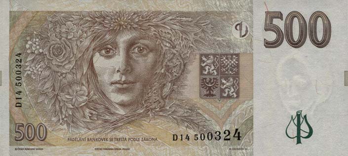 Back of Czech Republic p20b: 500 Korun from 1997