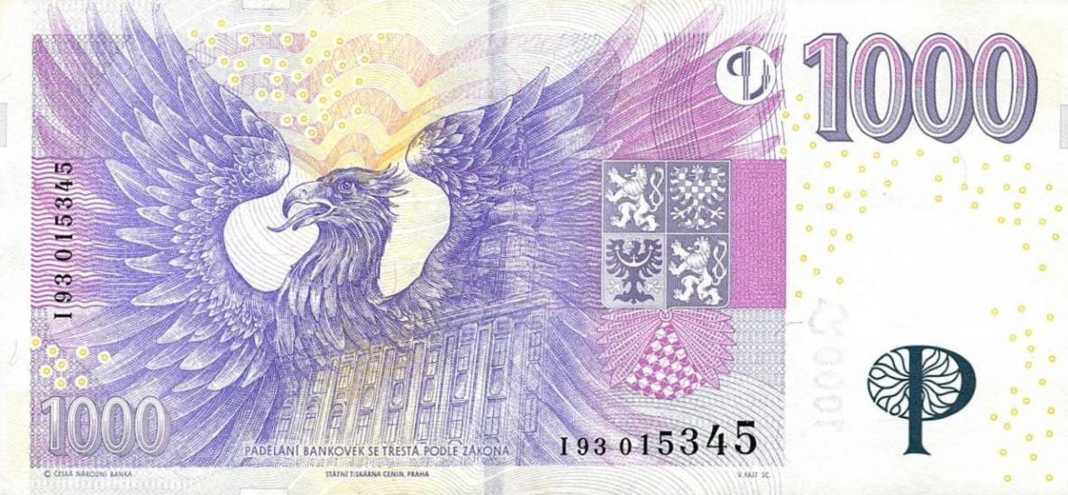 Back of Czech Republic p25c: 1000 Korun from 2008