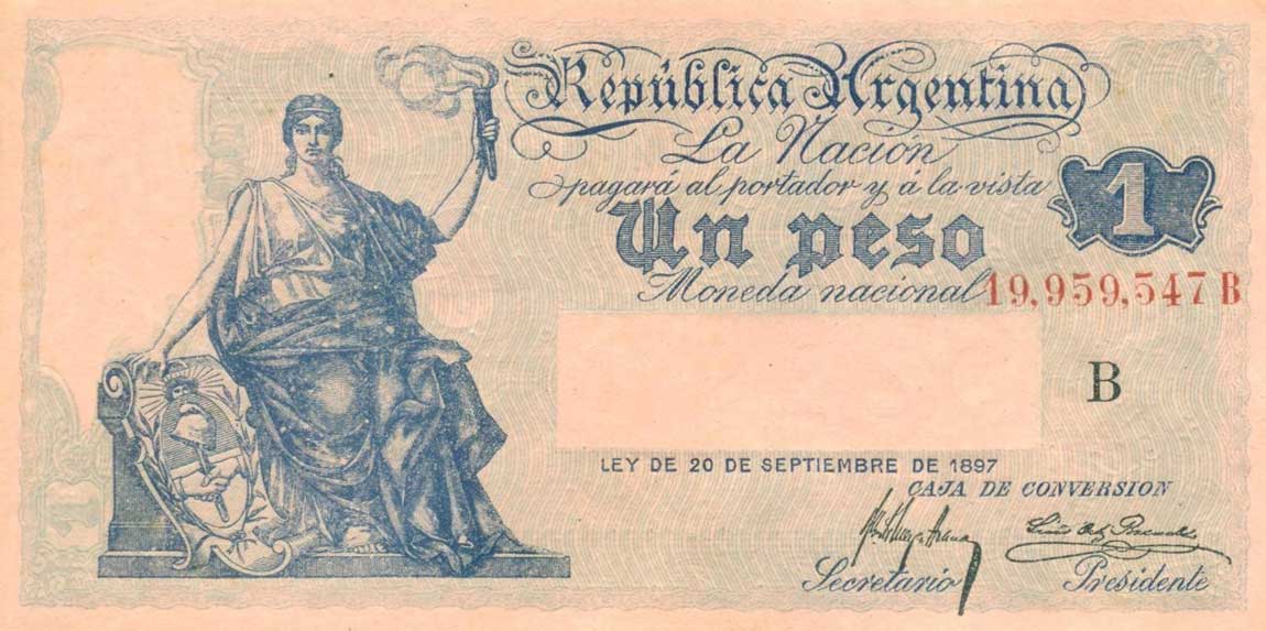 Front of Argentina p243a: 1 Peso from 1908