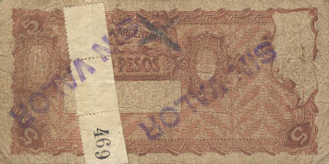 Back of Argentina p244b: 5 Pesos from 1925