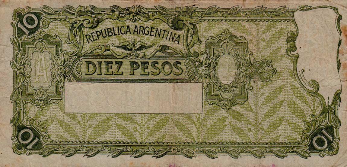 Back of Argentina p245b: 10 Pesos from 1925