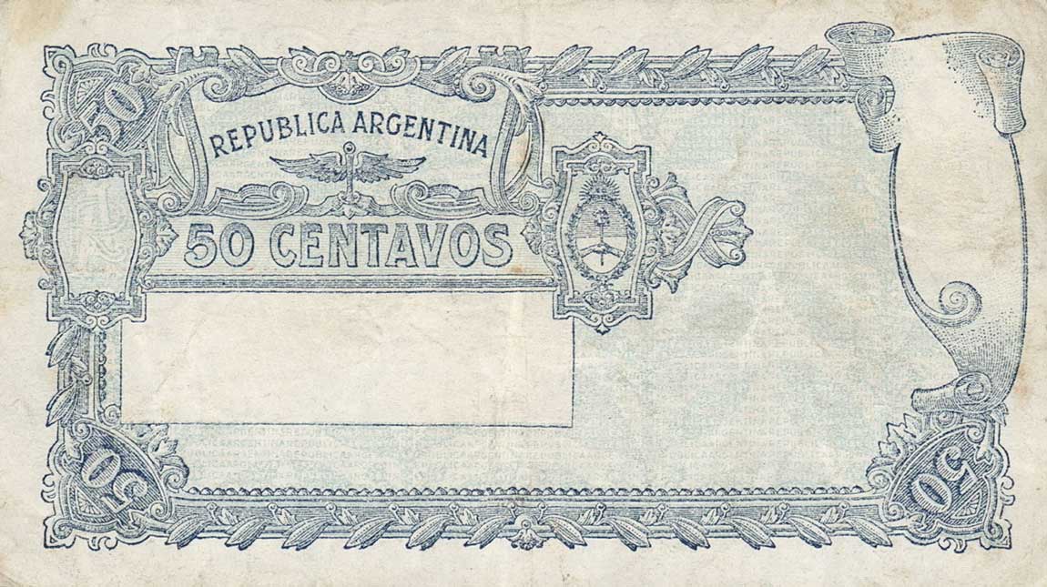 Back of Argentina p250b: 50 Centavos from 1942