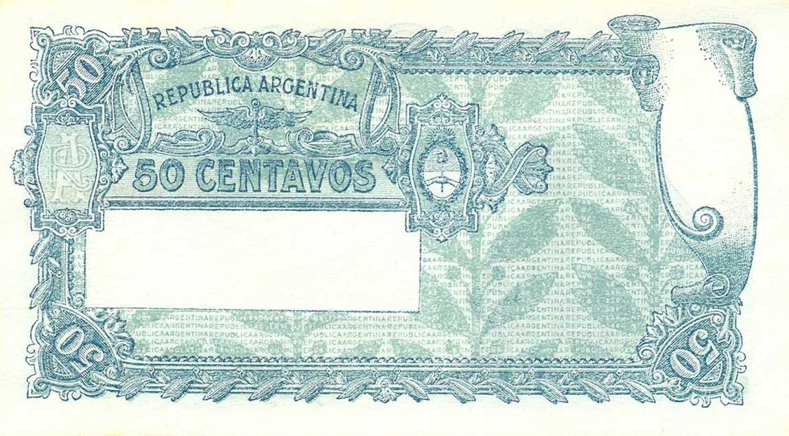 Back of Argentina p250c: 50 Centavos from 1942