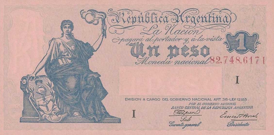 Front of Argentina p251b: 1 Peso from 1935