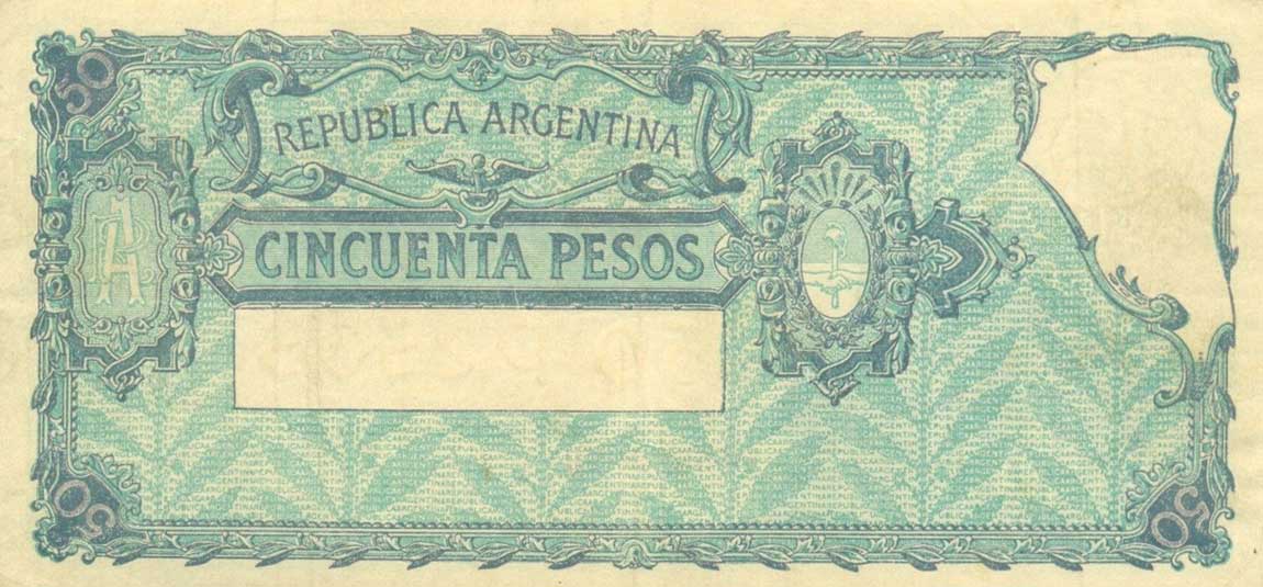 Back of Argentina p254a: 50 Pesos from 1936