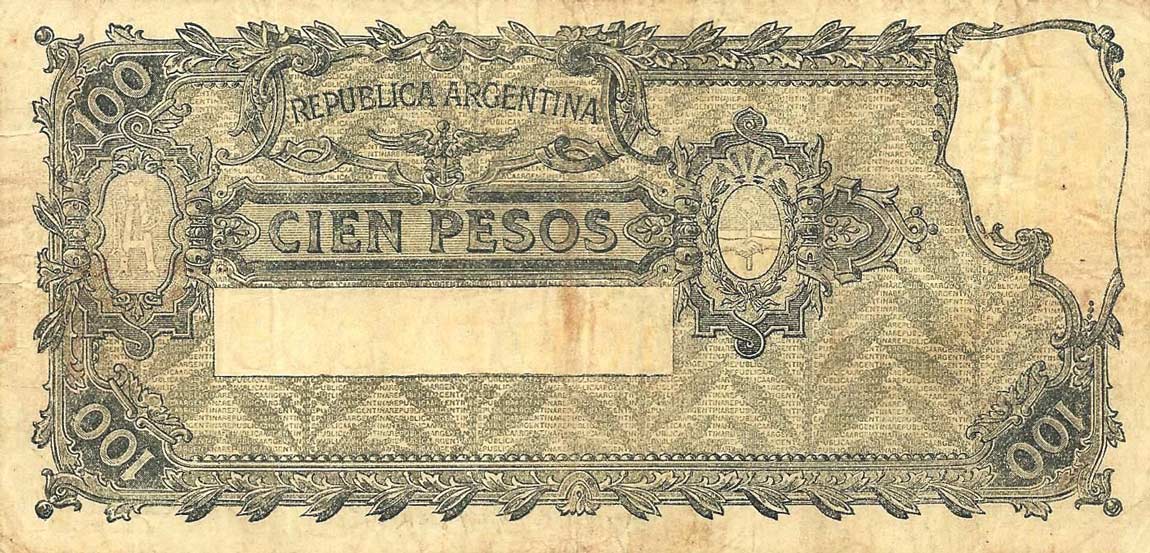 Back of Argentina p255: 100 Pesos from 1936