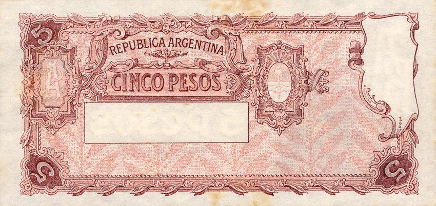 Back of Argentina p264d: 5 Pesos from 1951