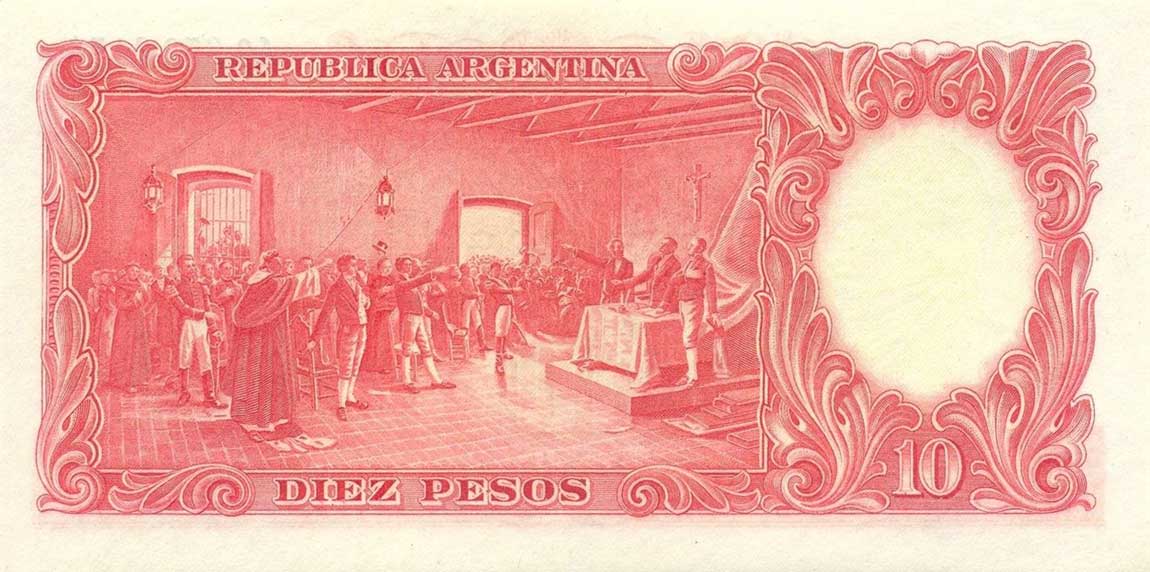 Back of Argentina p265a: 10 Pesos from 1942