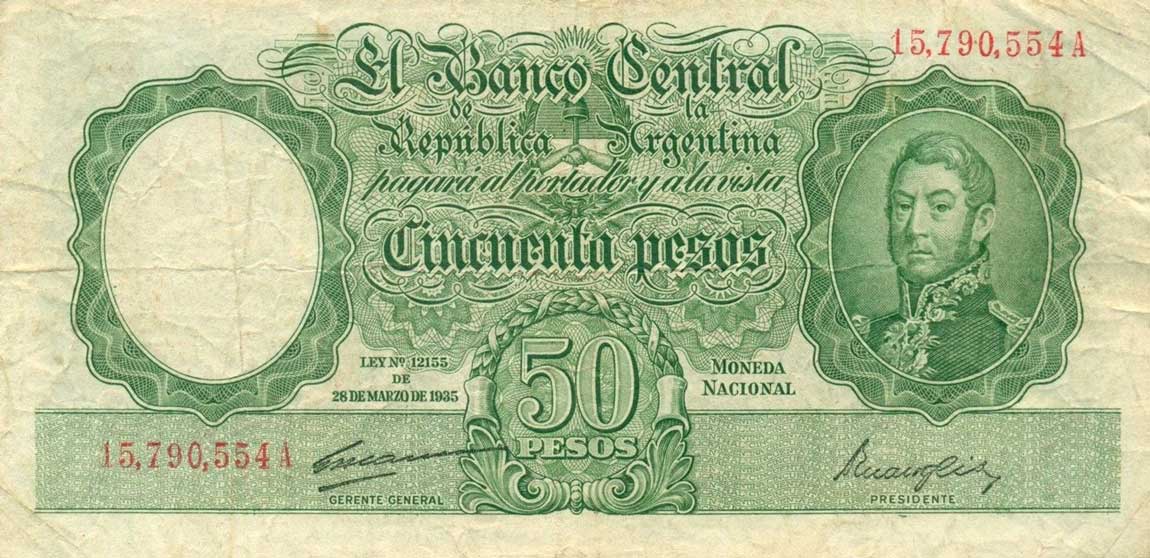 Front of Argentina p266c: 50 Pesos from 1942