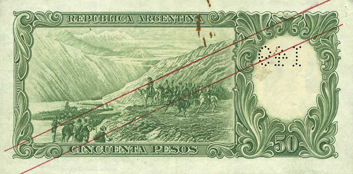 Back of Argentina p266s: 50 Pesos from 1942