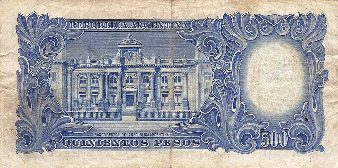 Back of Argentina p268a: 500 Pesos from 1944