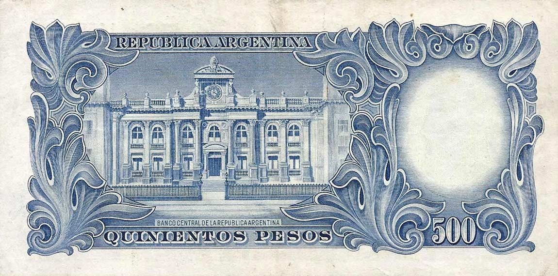 Back of Argentina p268b: 500 Pesos from 1944