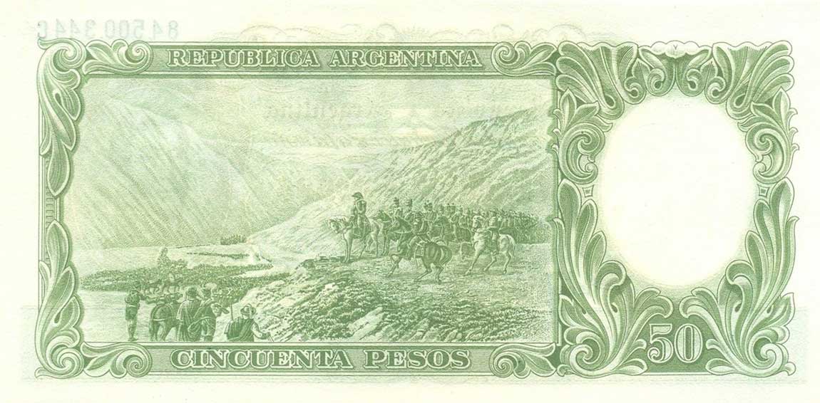 Back of Argentina p271b: 50 Pesos from 1955