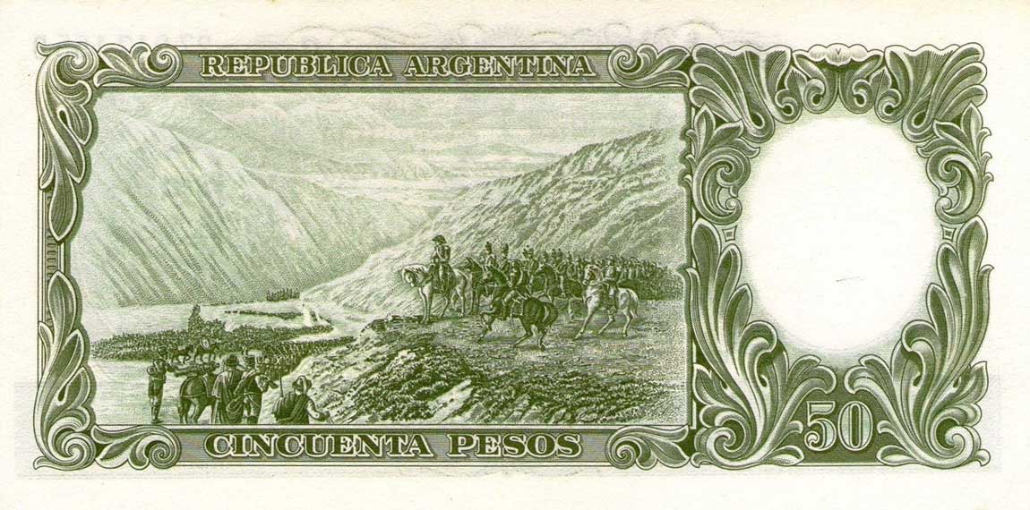 Back of Argentina p271d: 50 Pesos from 1955