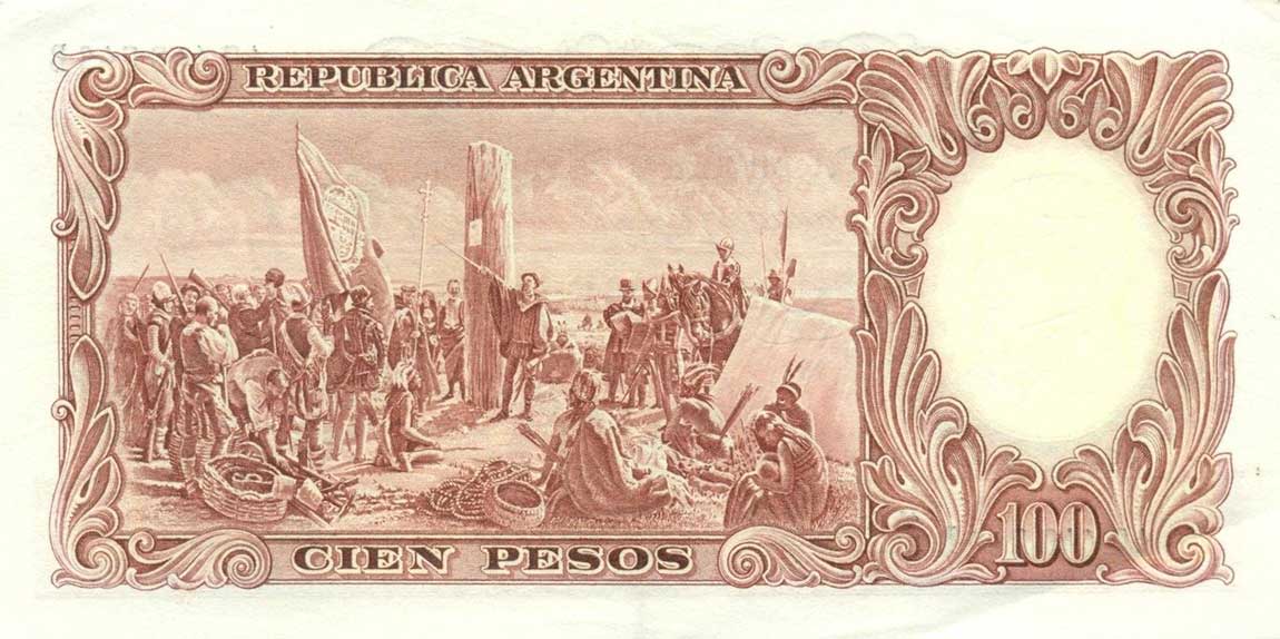 Back of Argentina p272b: 100 Pesos from 1957