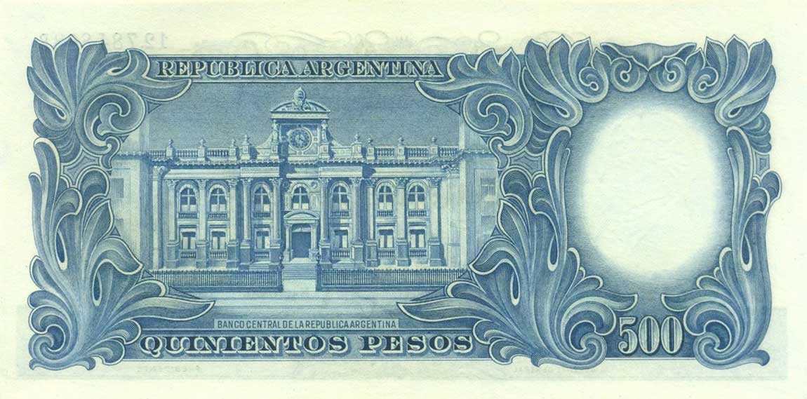 Back of Argentina p273a: 500 Pesos from 1955