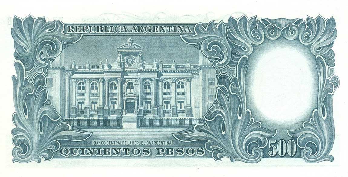 Back of Argentina p273c: 500 Pesos from 1955