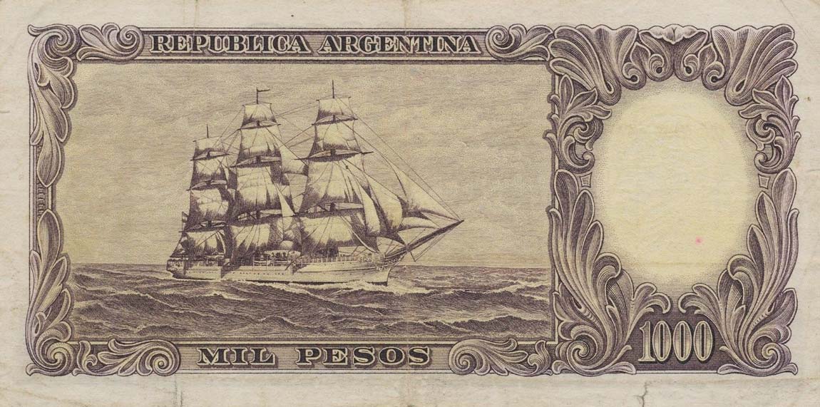 Back of Argentina p274a: 1000 Pesos from 1954