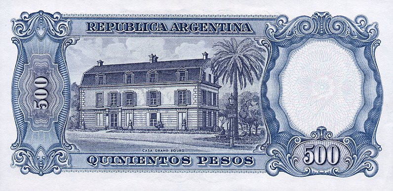 Back of Argentina p278a: 500 Pesos from 1964