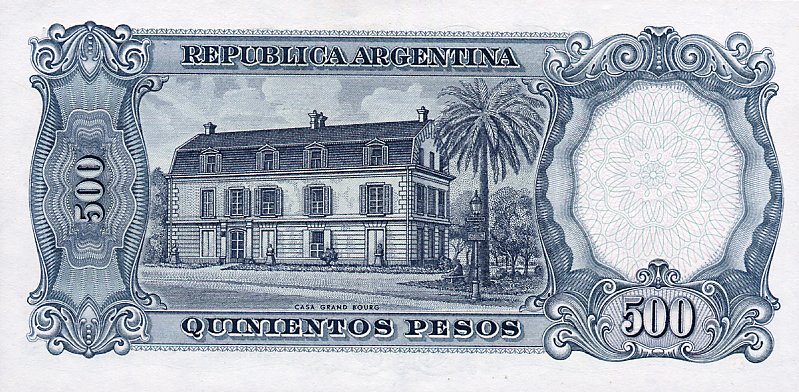 Back of Argentina p278b: 500 Pesos from 1964