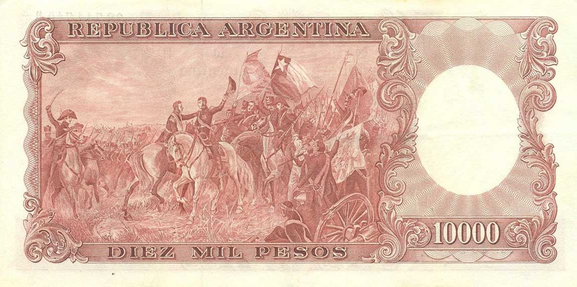 Back of Argentina p281a: 10000 Pesos from 1961