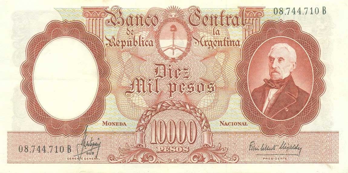 Front of Argentina p281a: 10000 Pesos from 1961