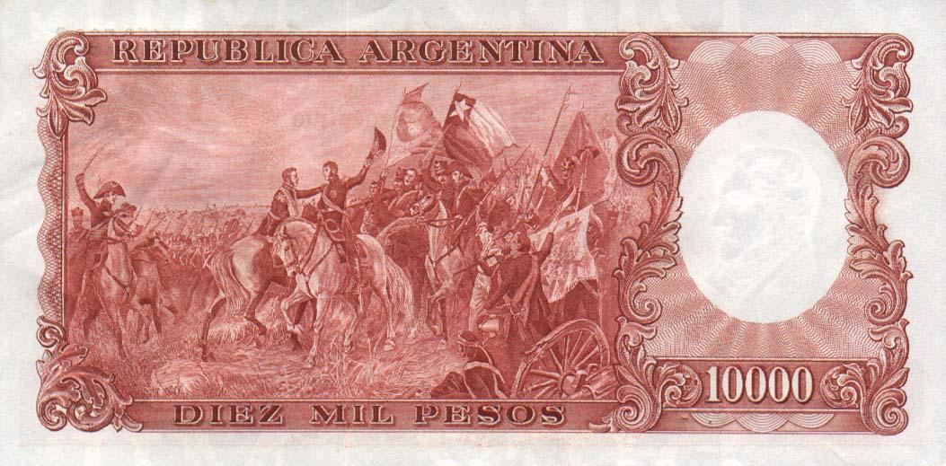 Back of Argentina p281b: 10000 Pesos from 1961