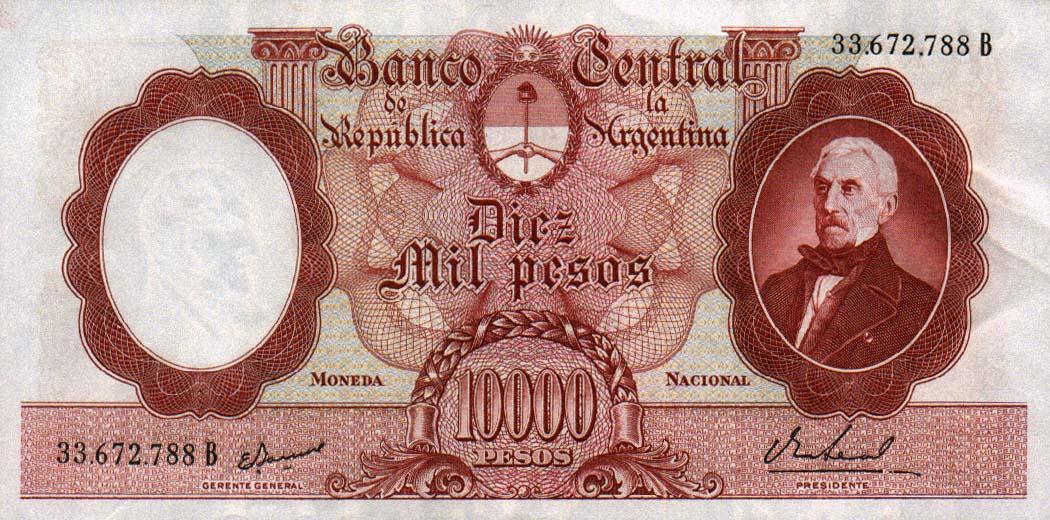 Front of Argentina p281b: 10000 Pesos from 1961
