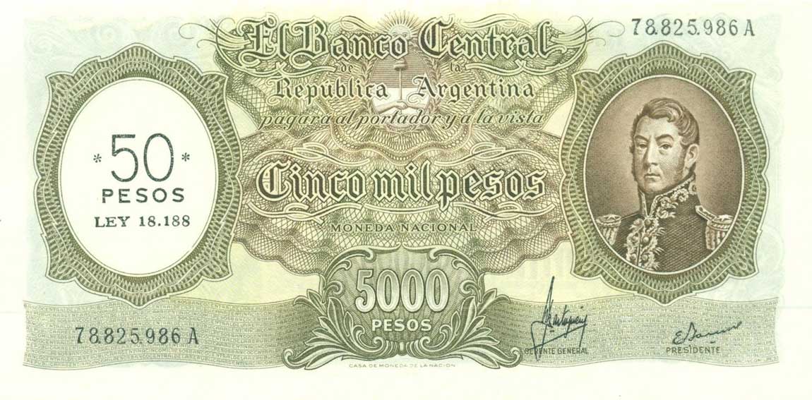 Front of Argentina p285: 50 Pesos from 1969