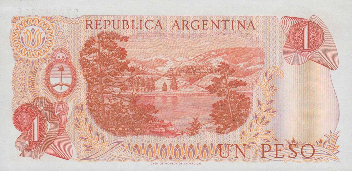 Back of Argentina p287a: 1 Peso from 1970