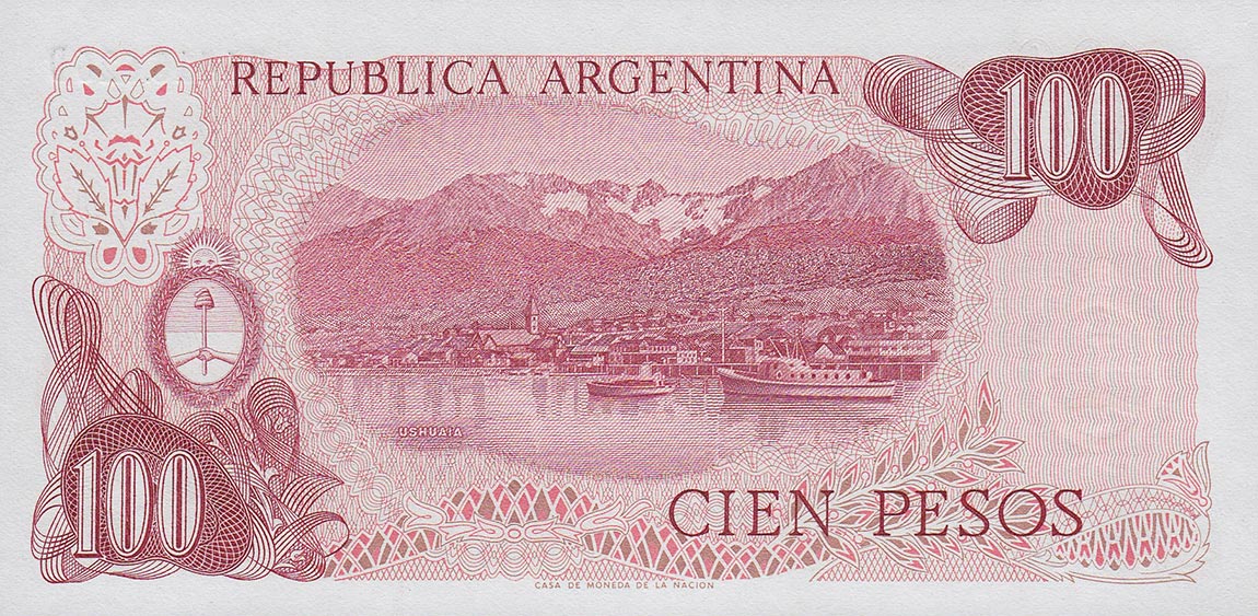 Back of Argentina p302a: 100 Pesos from 1976