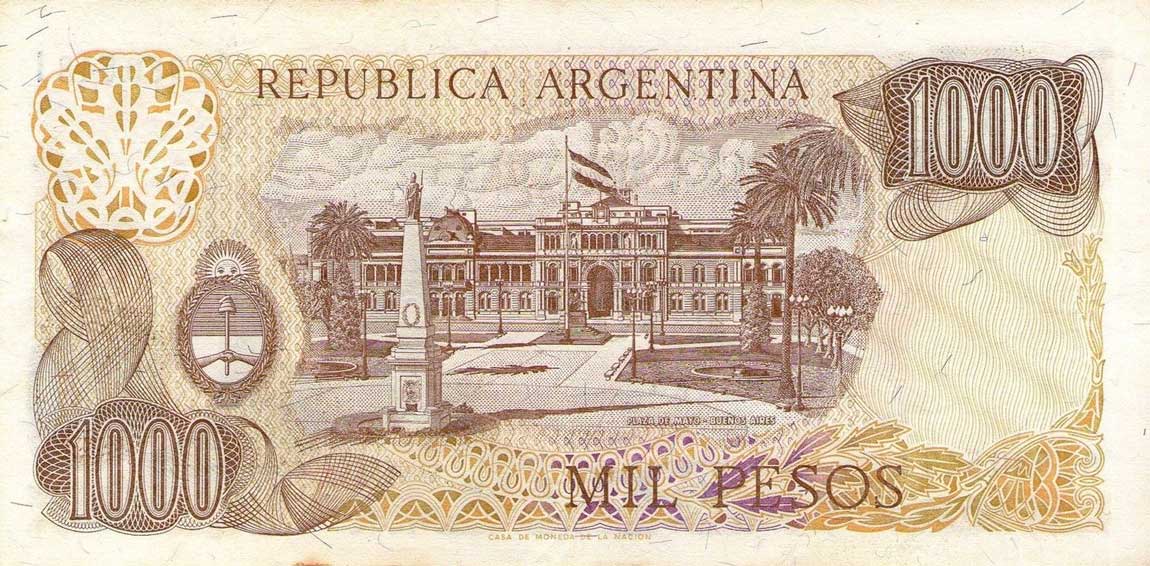 Back of Argentina p304a: 1000 Pesos from 1976