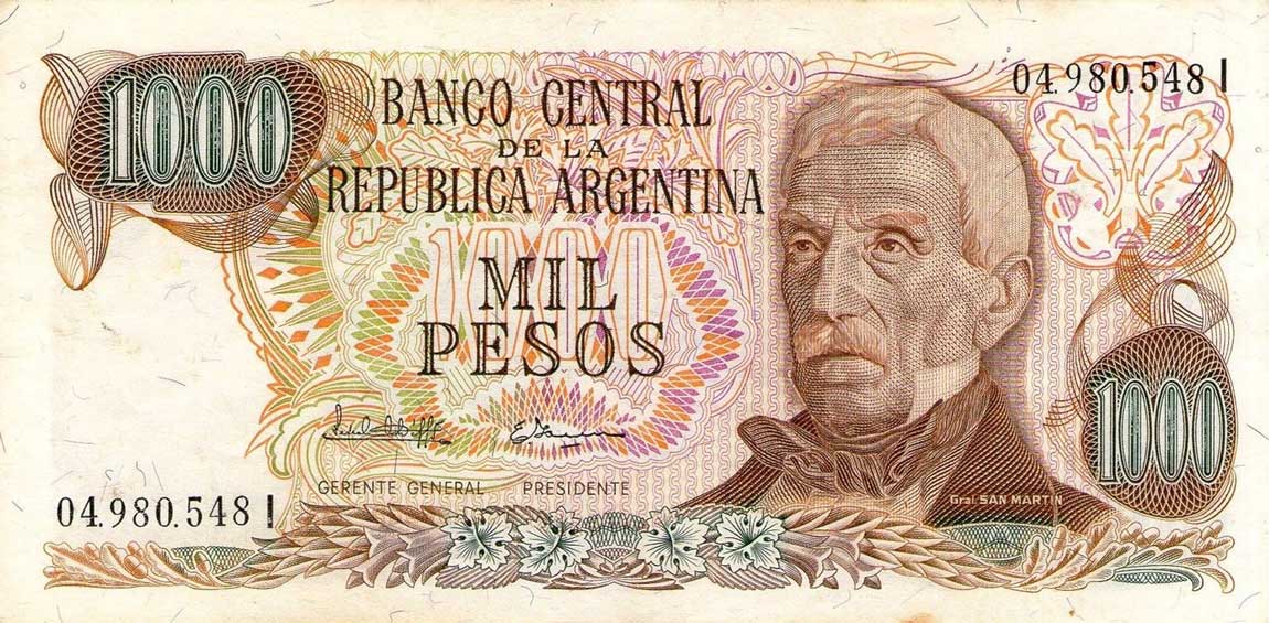 Front of Argentina p304a: 1000 Pesos from 1976