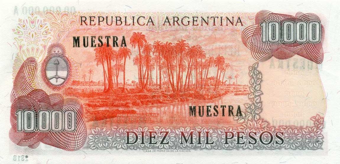 Back of Argentina p306s: 10000 Pesos from 1976