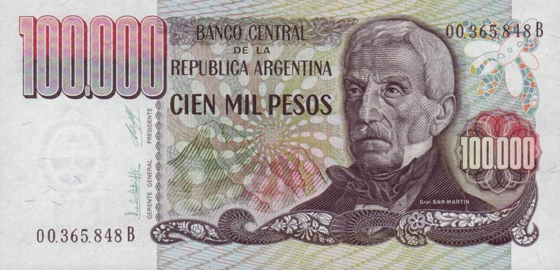 Front of Argentina p308a: 100000 Pesos from 1979