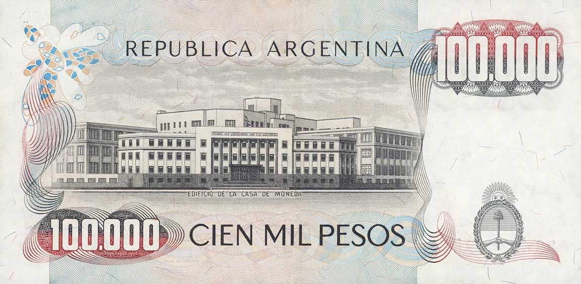 Back of Argentina p308b: 100000 Pesos from 1979