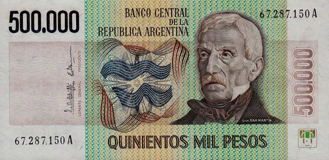 Front of Argentina p309a: 500000 Pesos from 1980