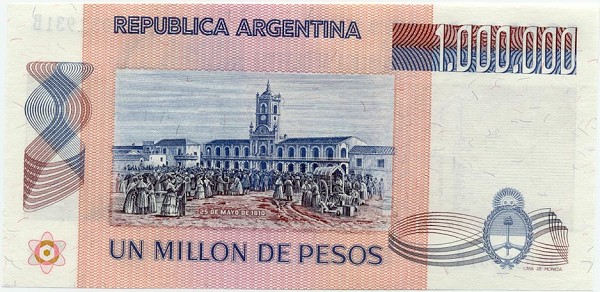 Back of Argentina p310a: 1000000 Pesos from 1981