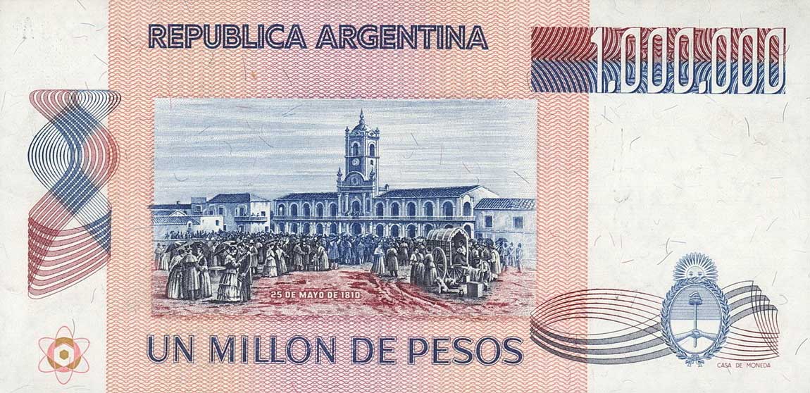 Back of Argentina p310r: 1000000 Pesos from 1981