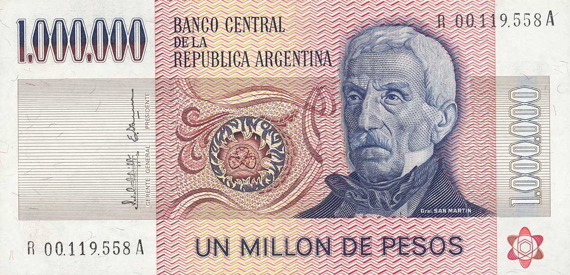 Front of Argentina p310r: 1000000 Pesos from 1981