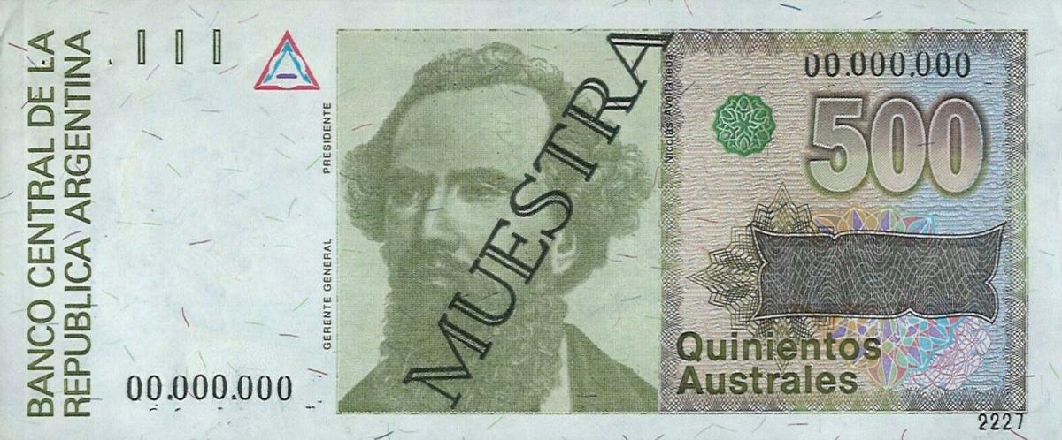 Argentina 500 Australes ND 1990 Pick 328.b UNC  Banknote Uncirculated 